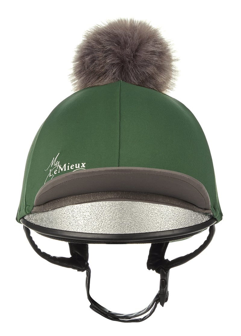 LeMieux Pom Pom Horse Riding Hat Silk with 4 Way Stretch Fabric Coordinates with Base Layers & Saddle Pads - Equestrian Headgear - One Size - Hunter Green - Image 1